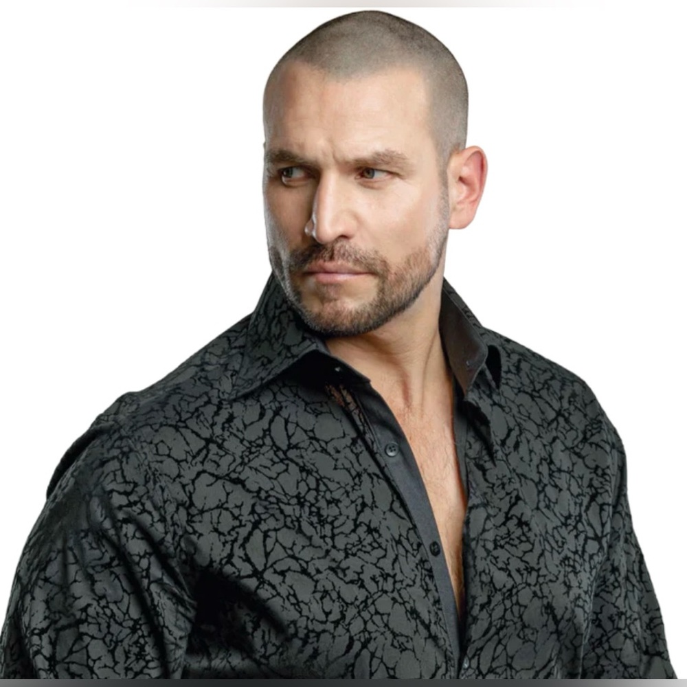 Rafael Amaya by Rangers Black Textured Button-Down Shirt | Size Small